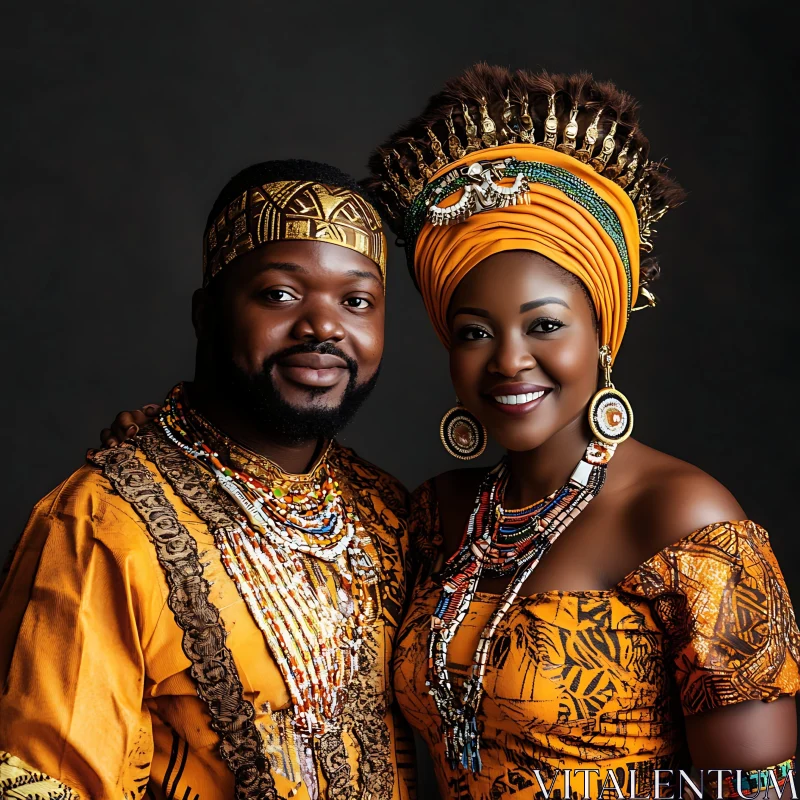 Portrait of a Couple in Traditional African Clothing