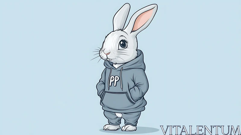 Cartoon Rabbit in Hoodie Illustration