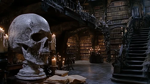 Dark Academia Library Scene