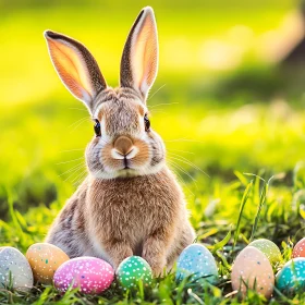 Cute Bunny with Easter Eggs