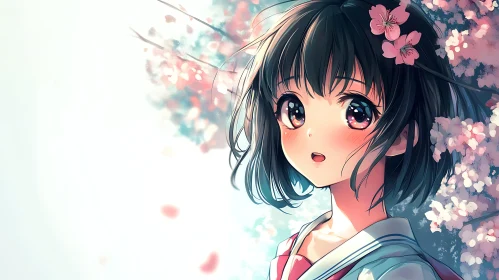 Cherry Blossom Girl Anime Art