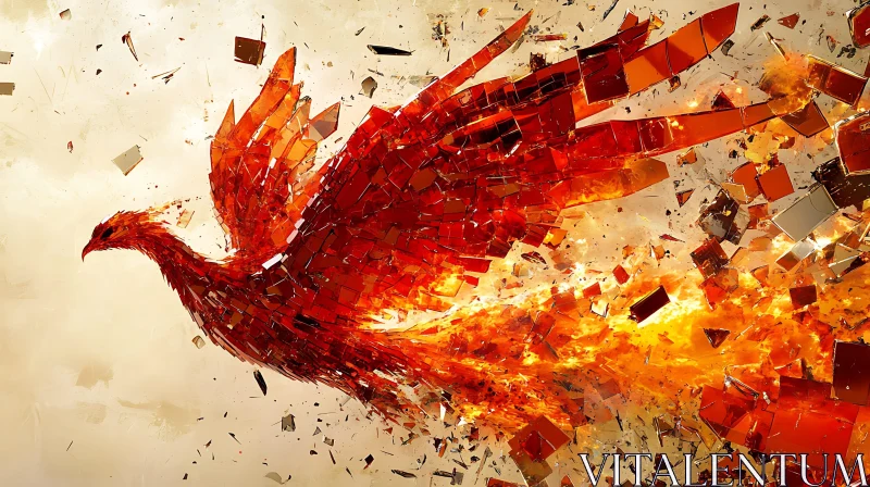 Fiery Bird Rebirth Abstract Artwork