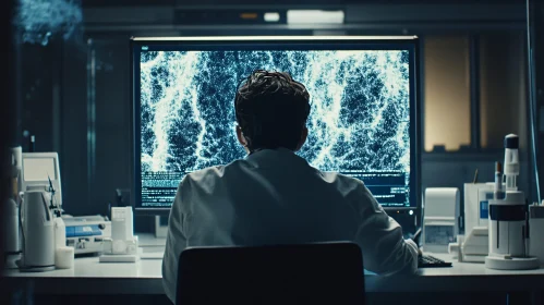 Data Analysis by Scientist in Lab