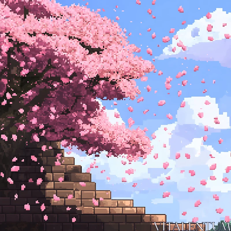 Cherry Blossoms in Pixel Art