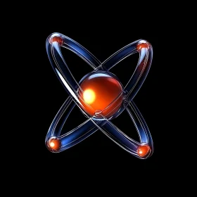 Digital Art of Atom with Glowing Nucleus
