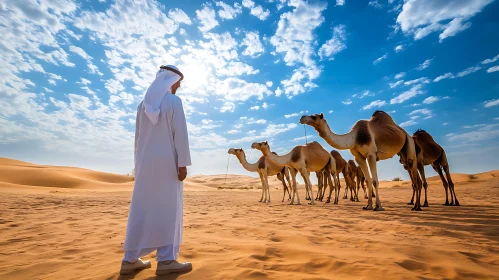 Arabian Desert Scene with Camels