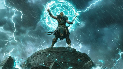 Magical Warrior in Lightning Storm