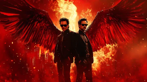 Winged Figures in Burning Metropolis