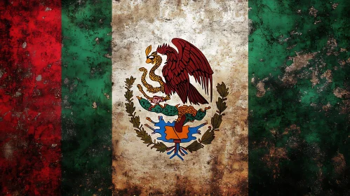 Textured Mexican Flag with Grunge Effect