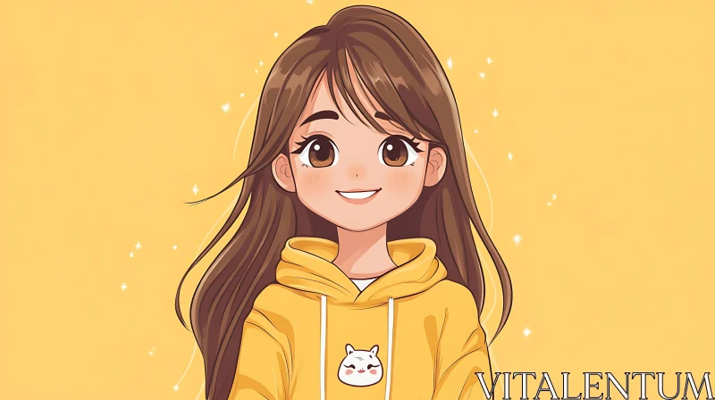 Smiling Anime Girl Illustration