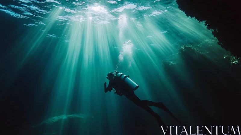 Underwater Adventure with Diver AI Image