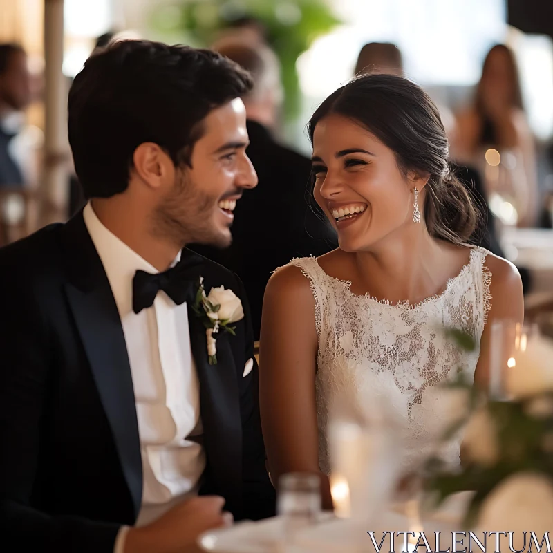 Radiant Bride and Groom Share a Laugh
