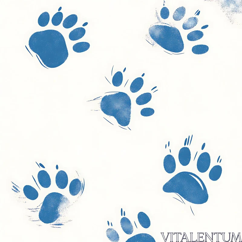 Whimsical Blue Pawprints Pattern AI Image