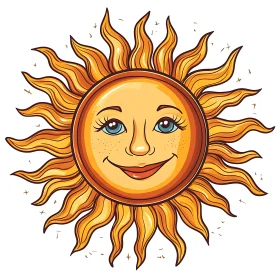 Happy Sun with a Cheerful Smile