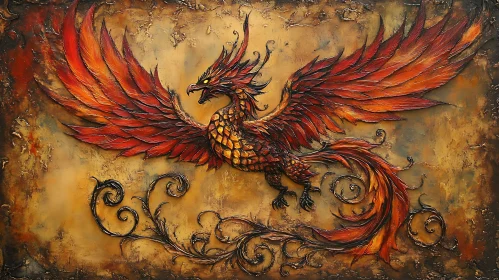 Phoenix Rising Textured Artwork