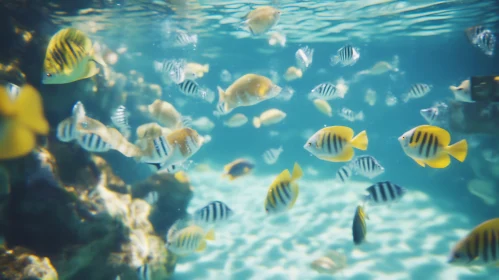 Marine Life in Clear Ocean Water