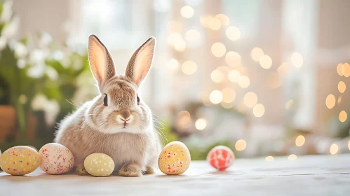 Cute Rabbit and Easter Egg Still Life