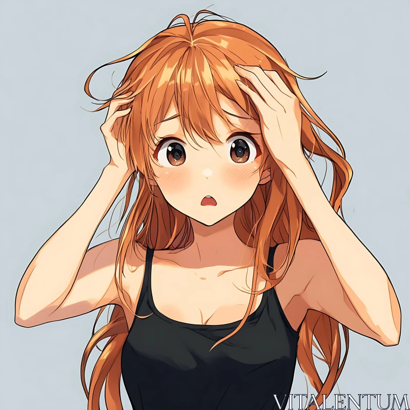 Shocked Anime Girl Holding Head