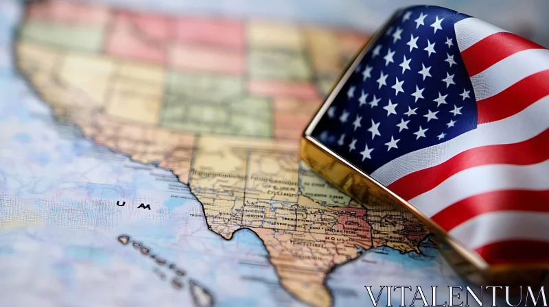 Stars and Stripes on Geographical Canvas AI Image