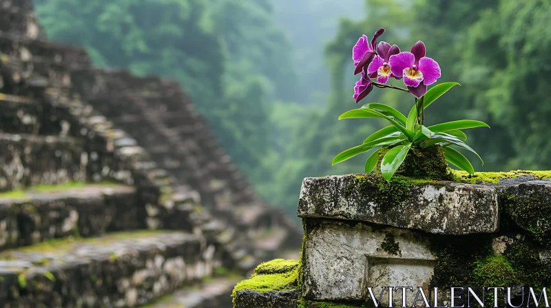 Exotic Orchid Bloom in Jungle Ruins