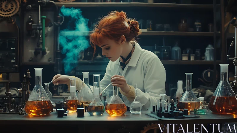 Chemist at Work: Laboratory Experiment Scene