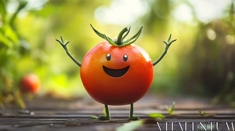 Smiling Tomato Vegetable with Arms and Legs