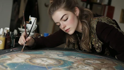 Woman Painting Star Map
