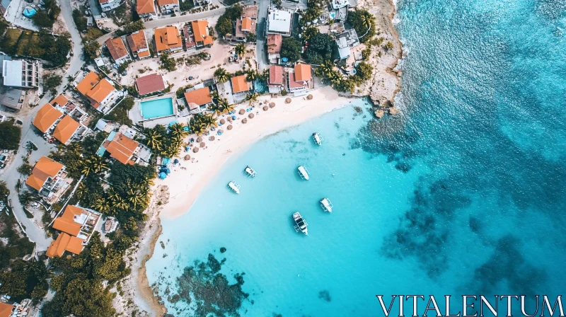 Coastal Serenity: Beach and Turquoise Sea AI Image
