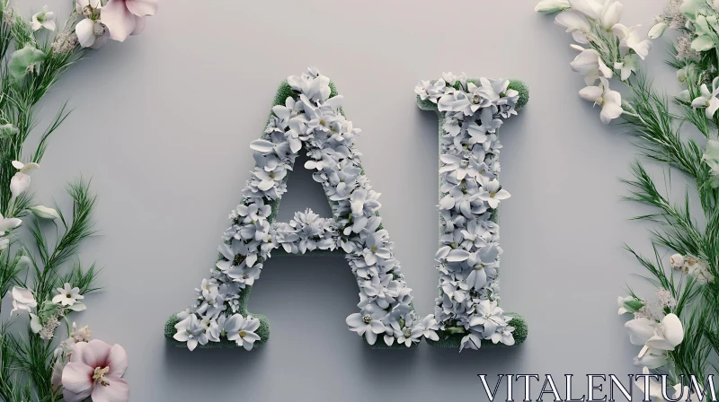 AI Floral Arrangement Serene Botanical Display AI Image