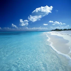 Coastal Serenity: Beach Scene with Blue Sky