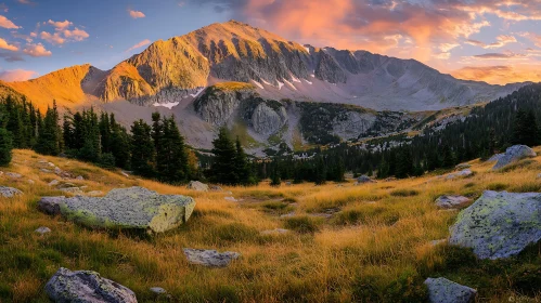 Sunset Over Mountain Peaks