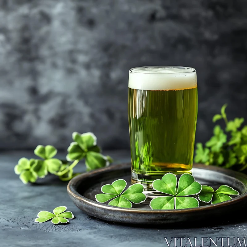 AI ART Festive Green Beer with Shamrocks