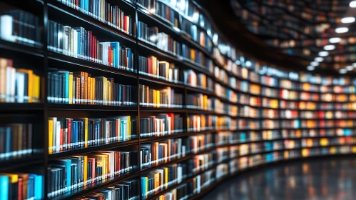 Endless Bookshelves in a Curved Library