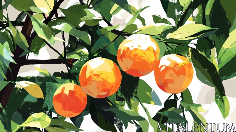 AI ART Ripe Oranges on a Vibrant Citrus Tree