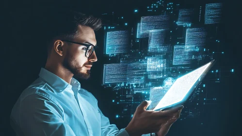 Tech Visionary with Data Interface