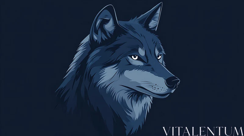 AI ART Stylized Wolf Head with Intense Gaze