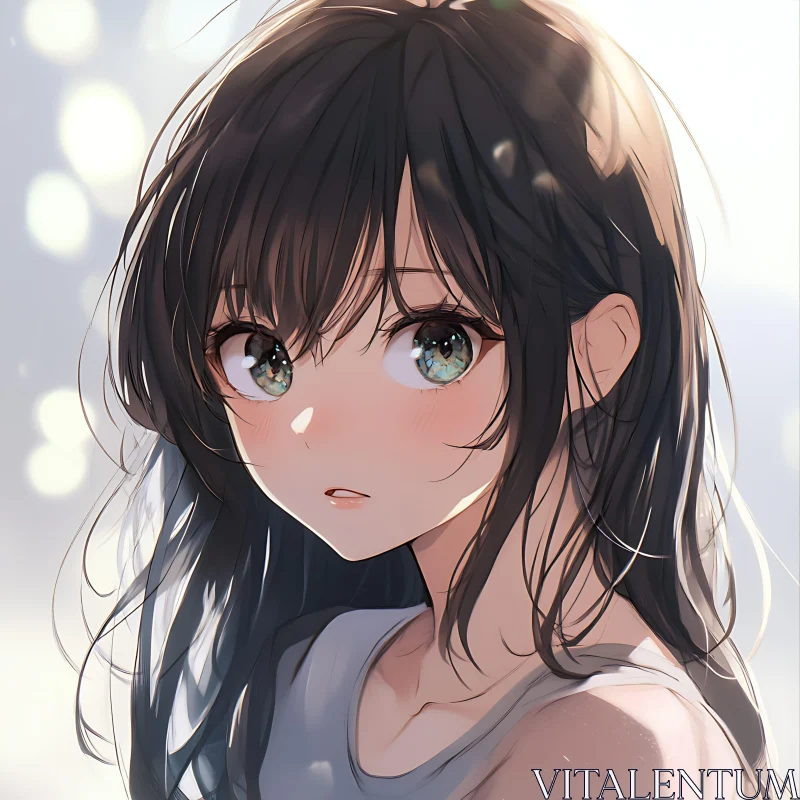 Expressive Anime Girl Illustration AI Image