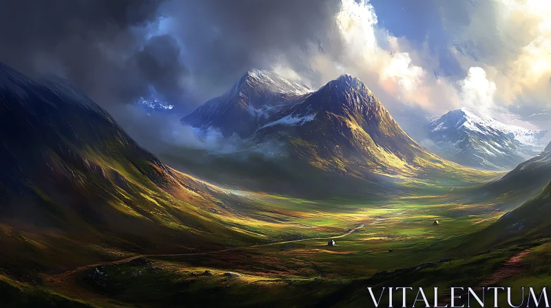 Scenic Mountain Valley Landscape AI Image