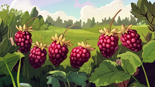 Whimsical Raspberry Garden Art