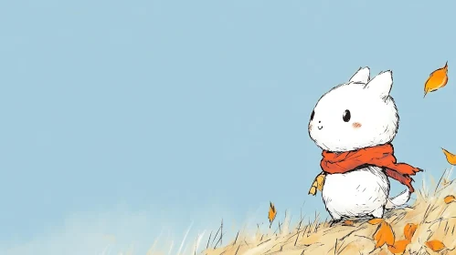 Cute Rabbit in Autumn Landscape Art