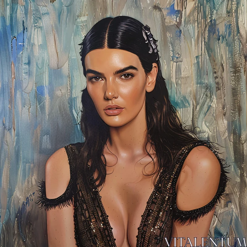 AI ART Portrait of Kendall Jenner in Shimmering Dress