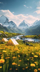 Alpine Meadow Camping Scene