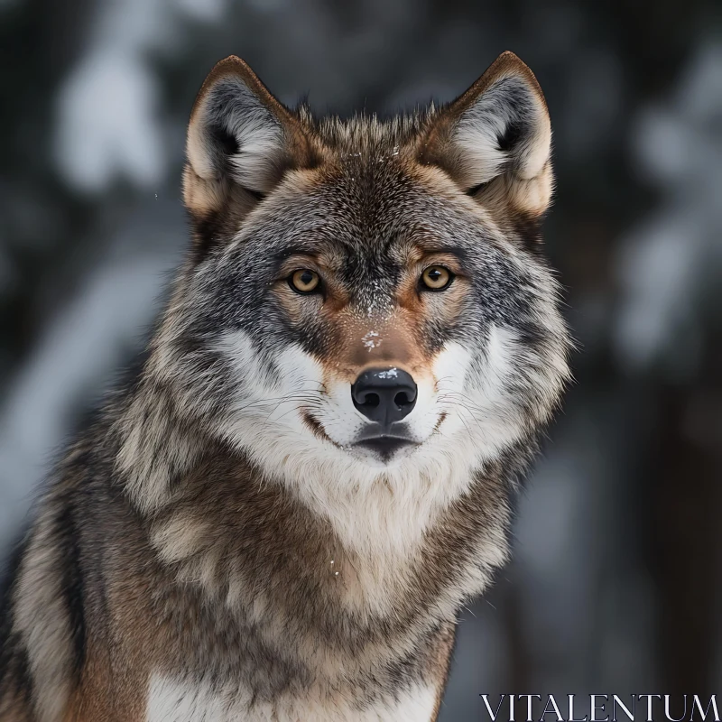 AI ART Winter Wolf Close-Up