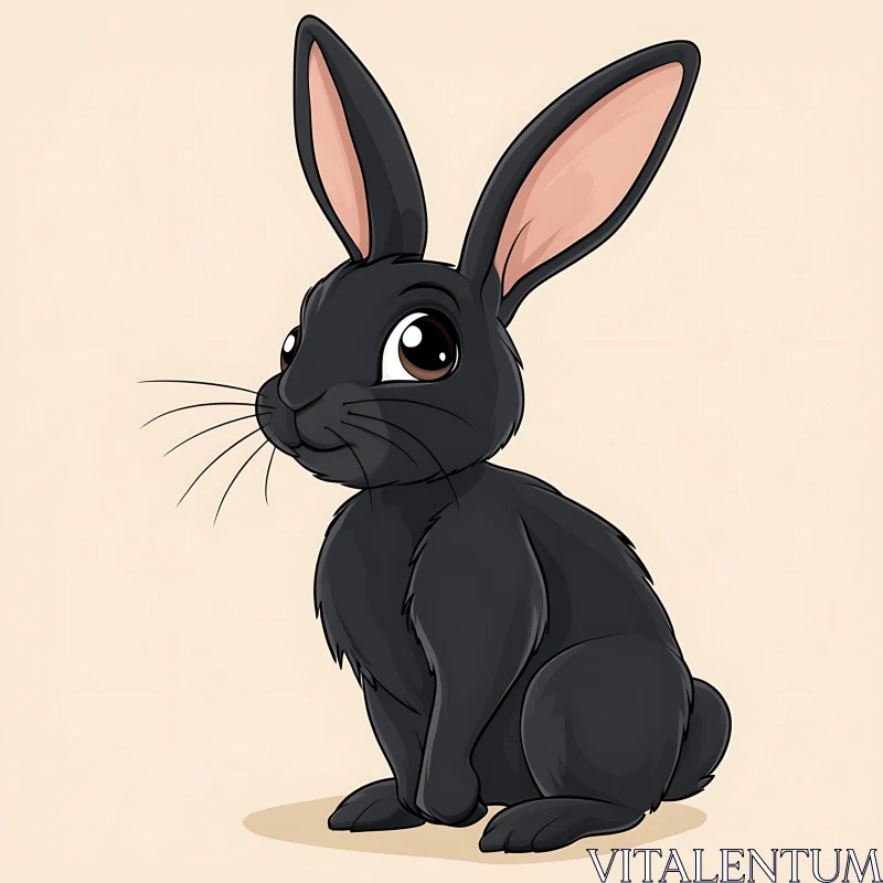 Cartoon Black Rabbit with Big Eyes AI Image