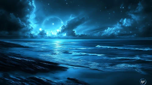 Blue Ocean at Night