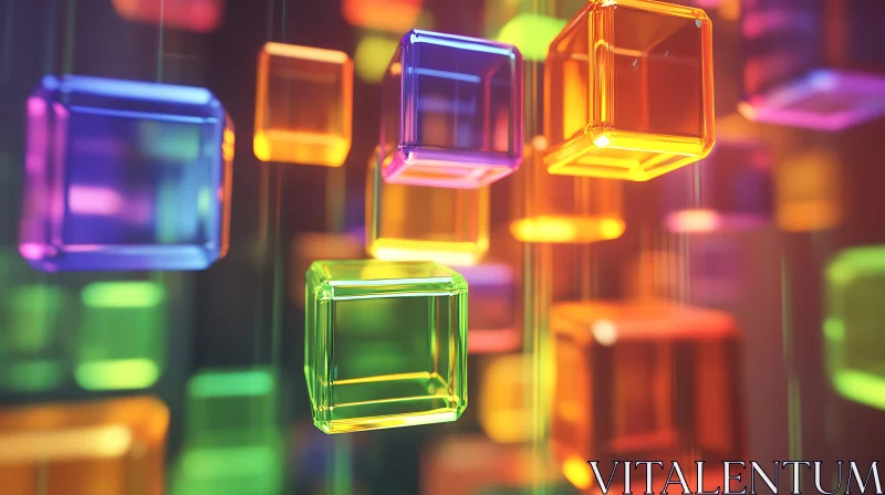 Colorful Glass Cubes Abstract Composition AI Image