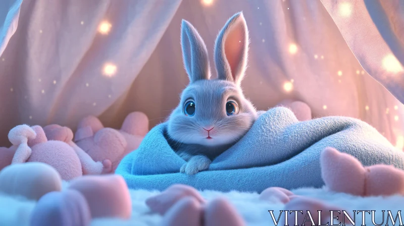 Cozy Rabbit Portrait in Dreamy Setting AI Image