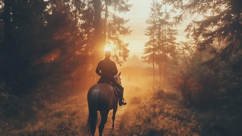 Sunset Horseback Ride Through Forest