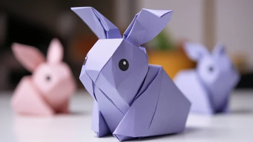 Geometric Paper Bunnies Origami Art