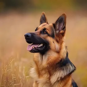 Alert German Shepherd Close-Up in Nature